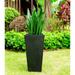 28"H Square Burnished Black Concrete/Fiberglass Indoor Outdoor Modern Tall Tapered Planter - 14"W x 14"L x 28"H