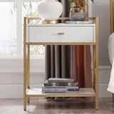 Brayden Studio® Claudette Solid + Manufactured Wood Side Table Wood/Metal in White | 30 H x 24 W x 18 D in | Wayfair