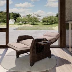 Red Barrel Studio® Adjustable Patio Chair w/ Cushions Wicker/Rattan in Gray/Brown | 40.6 H x 26.4 W x 31.1 D in | Wayfair