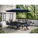 Canora Grey Canora Gray Elmfield 9-Piece Outdoor Dining Set In Tan w/ 8 Swivel Rockers, 42-In. X 84-In. Table, 11 Ft. Umbrella & Umbrella Stand | Wayfair