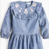 J. Crew Dresses | J Crew Girls Embroidered Chambray Dress Size 12 | Color: Blue | Size: 12g