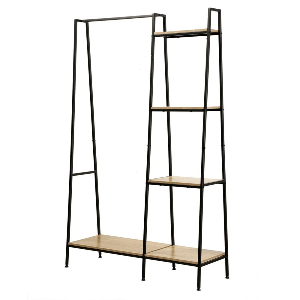 Penderie Industrielle 1 Tablette Basse avec 4 Étagères - Effet Bois