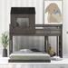 Harper Orchard Twin Over Full Wooden Bunk Bed w/ Ladder & Guardrails in Gray | 82 H x 56 W x 76 D in | Wayfair 3E6B524AB0FC411D814BCF532488F465