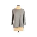 Ann Taylor LOFT Long Sleeve Top Gray Solid Scoop Neck Tops - Women's Size Small