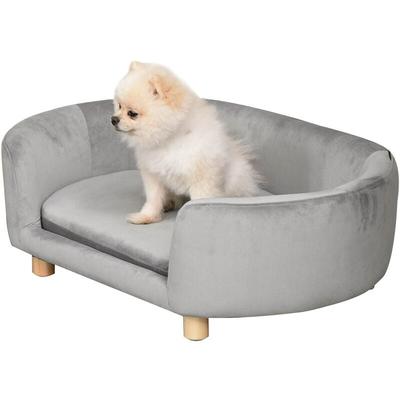 Haustiersofa Hundesofa Hundebett mit Holländischer Samt Schaumstoff Birke Bein für Katzen Hunde 86 Image