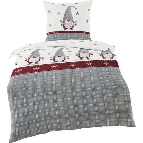 BIERBAUM Bettwäsche Witziger Wichtel, (2 tlg.), mit witzigen Wichteln grau 135x200 cm nach Größe Bettwäsche, Bettlaken und Betttücher