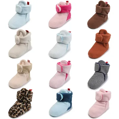 Chaussettes pour bébé garçon et fille chaussons pour les premiers pas des nouveau-nés en coton