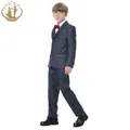 Costume de mariage gris foncé pour garçons ensemble de vêtements Blazer formel pour enfants tenue