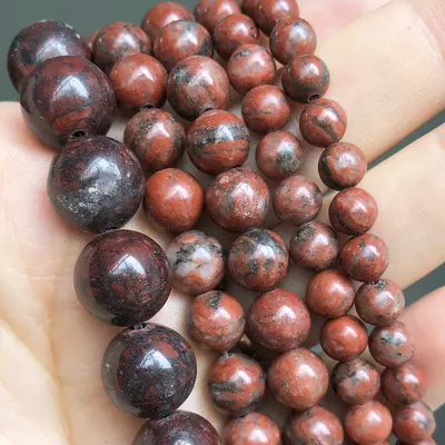 Perles en pierre naturelle jaspe rouge lisse rondes amples pour la fabrication de bijoux