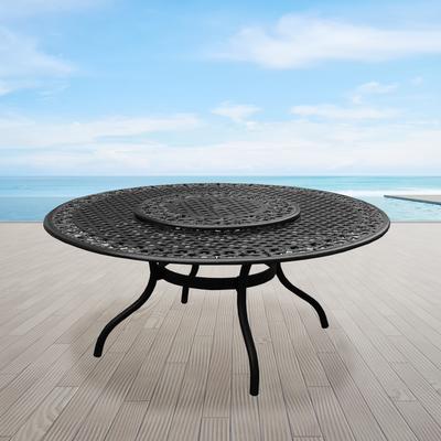 Outdoor Mesh Lattice 59 inch Round Dining Table with Lazy Susan