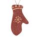 Glittered Red Mitten Ornament - 4.5" high by 2.25" wide by .25" deep.