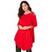 Plus Size Women's Boatneck Swing Ultra Femme Tunic by Roaman's in Vivid Red Rhinestone Paisley (Size 38/40) Long Shirt