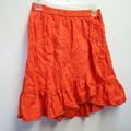 J. Crew Skirts | J.Crew Orange Ruffle Trim Wrap Style Linen Skirt Women's Sz 0 Cotton Lined Zip | Color: Orange | Size: 0