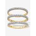 Women's Gold-Plated Diamond Accent Stackable 3 Piece Set Eternity Ring Set by PalmBeach Jewelry in Gold (Size 9)