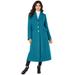 Plus Size Women's Long Wool-Blend Coat by Roaman's in Deep Teal (Size 34 W) Winter Classic