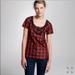 J. Crew Tops | J.Crew Eliza Silk Plaid Beaded Necklace Top | Color: Black/Red | Size: 4