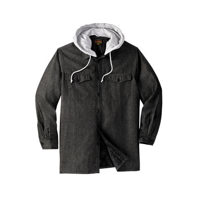 Men's Big & Tall Boulder Creek® Removable Hood Shirt Jacket by Boulder Creek in Black Denim (Size XL)