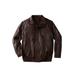 Men's Big & Tall Leather Bomber Jacket by KingSize in Brown (Size 2XL)