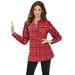 Plus Size Women's Flannel Tunic by Roaman's in Vivid Red Plaid (Size 18 W) Plaid Shirt
