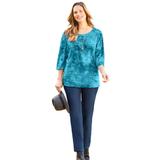 Plus Size Women's Eyelash Scoopneck Top by Catherines in Deep Teal (Size 4X)