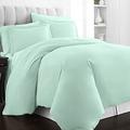 Pizuna 400 Thread Count Double Size Duvet Cover Set Mint Green, 3piece 100% Long Staple Cotton 200x200cm Duvet Cover Luxurious Sateen Bedding Set Double With Hidden Button Closure & 4 Corner Ties