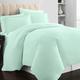 Pizuna 100% Cotton Double Duvet Cover Set Mint Green, 400 Thread Count Long Staple Cotton Duvet Cover 200x200cm, Sateen Weave Quilt Cover with Button Closure (Double Duvet Cover Cotton)