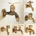 Anituqe-Grue de machine à laver en bronze robinet à bec de jardin vintage vadrouille murale en
