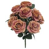 Set of 2 Artificial Queen Rose Flower Stem Bush Bouquet 18in