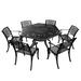 Lattice 63 inch Hexagon Dining Set with Lazy Susan and Six Chairs