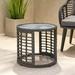 Bay Isle Home™ Taranto Side Table Glass/Wicker/Rattan in Gray | 16.25 H x 18.25 W x 18.25 D in | Outdoor Furniture | Wayfair