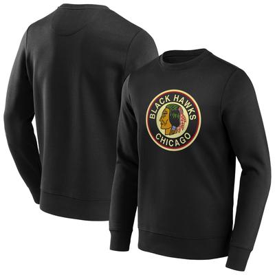 Chicago Blackhawks Fanatics Branded True Classics Vintage Graphic Crew Sweatshirt - Schwarz - Herren Image