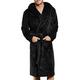 Dressing Gown Mens Fluffy - Super Soft Mens Dressing Gown with Hood Black Or Grey Fleece Lounge Wear