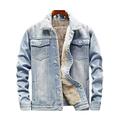 TSTZJ Men's Fleece Lined Jean Jacket Winter Windbreaker Cotton Denim Trucker Jacket,Men's Denim Jacket Loose Casual Jacket Washed Lapel Jacket top (Color : Light Blue, Size : XXL)