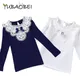 Chemisier blanc en coton à manches longues et dentelle pour petites filles vêtements pour enfants