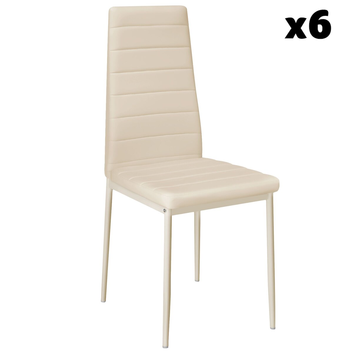tectake Esszimmerstühle Kunstleder - 6er Set beige Image