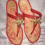 Nine West Shoes | Good Condition Nine West Thong Coral Starfish Flip | Color: Tan | Size: 10