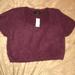 American Eagle Outfitters Tops | Fuzzy Burgundy Long Cropped Short Sleeve Top | Color: Purple | Size: Xl