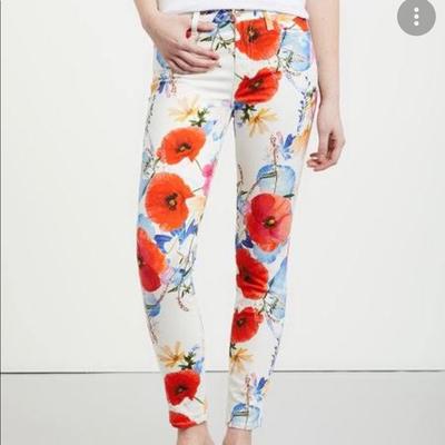 Anthropologie Jeans | Anthropologie 7 For All Mankind Poppy Floral Jeans | Color: Gray | Size: 27
