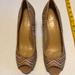 Nine West Shoes | High Heel Peep Toe Shoe | Color: Cream/Tan | Size: 7.5