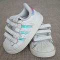 Adidas Shoes | Adidas Superstar Velcro Iridescent Shoes | Color: Silver/White | Size: 5bb