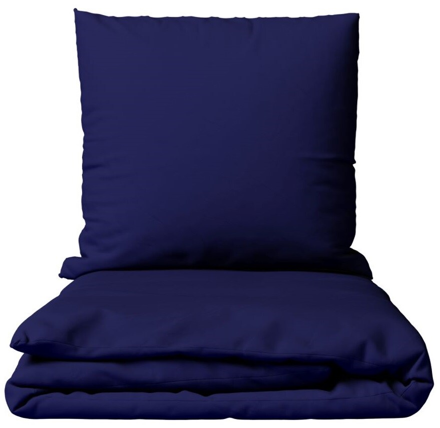 Leonado Vicenti Bettwäsche Baumwolle 220x240 + 2x 80x80 cm Einfarbig Uni Dunkelblau mit Reißverschluss Image