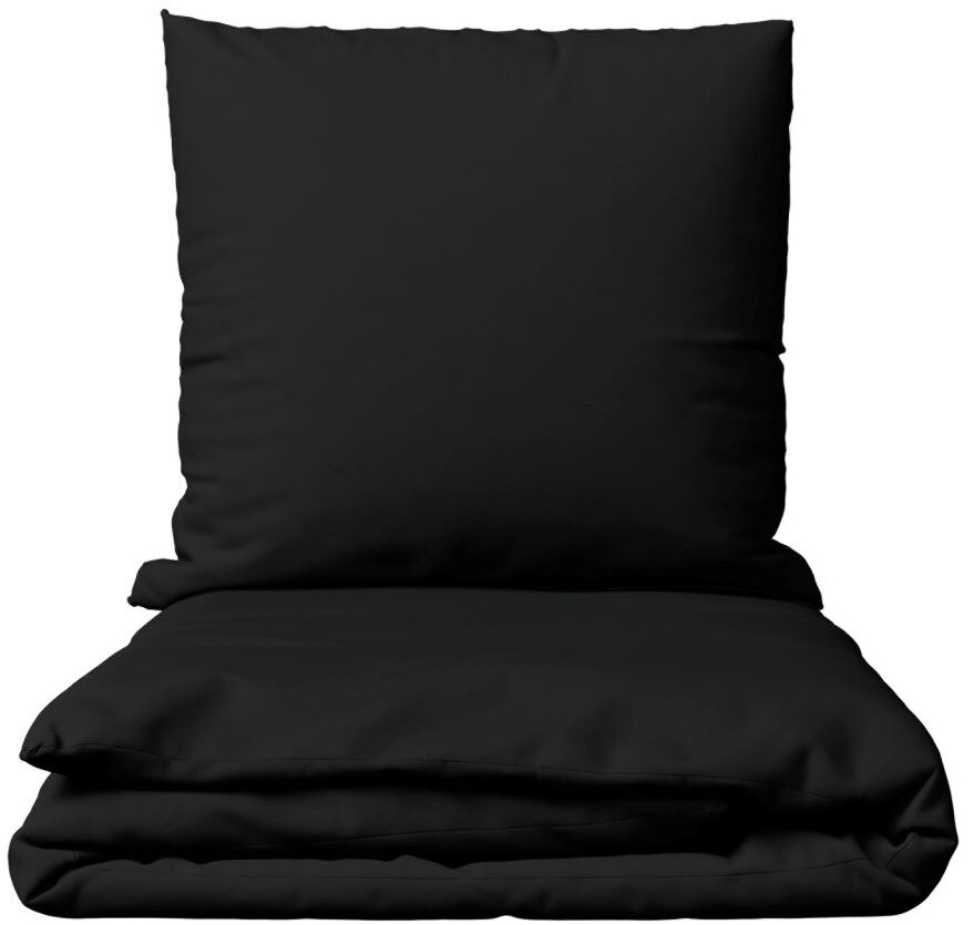 Leonado Vicenti Bettwäsche Baumwolle 220x240 + 2x 80x80 cm Einfarbig Uni Schwarz mit Reißverschluss Image