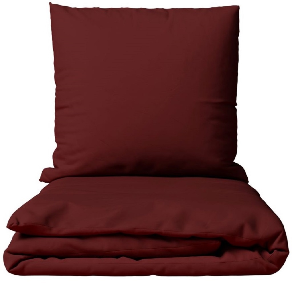 Leonado Vicenti Bettwäsche Baumwolle 220x240 + 2x 80x80 cm Einfarbig Uni Bordeaux mit Reißverschluss Image
