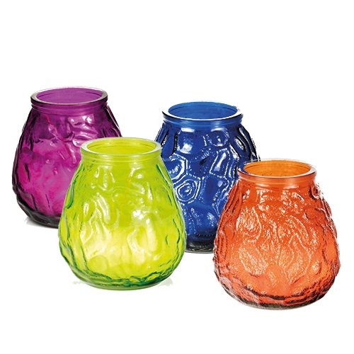Papstar 12x Windlichtglas farbig mit Wachsfüllung Ø 97 mm · 105 mm farbig sortiert Image