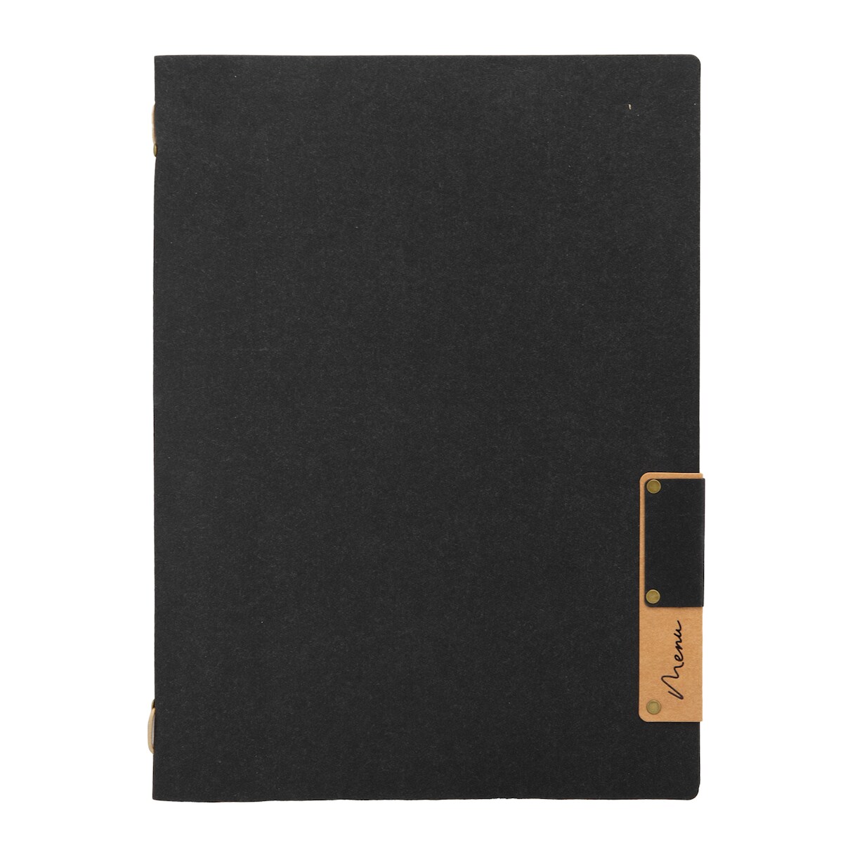 Securit® Speisekarte A4 "Nature" - Schwarz - Naturfaser - 4 Sichtfenster Image