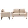 vidaXL 3056617 2 Piece Sofa Set Fabric Cream (288696+288706)