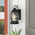 Gracie Oaks Rual Outdoor Wall Lantern Glass/Metal in Black | 12.8 H x 7.44 W x 8.43 D in | Wayfair GRKS8266 43043660