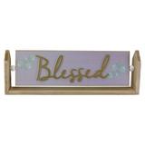 Northlight Seasonal 13.25" Hinged Plaque w/ "Blessed" Embossed Lettering Table Top Decor Wood in Brown/Gray | 4.25 H x 13.25 W x 1.75 D in | Wayfair