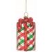 The Holiday Aisle® Glass Big Present Holiday Shaped Ornament Glass in Green/Red/White, Size 2.25 H x 2.25 W x 4.5 D in | Wayfair