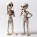 Trinx Alien Invasion Standing Alien 2 Piece Statue Set Resin/Plastic in White/Black/Brown | 10 H x 4.5 W x 4 D in | Wayfair